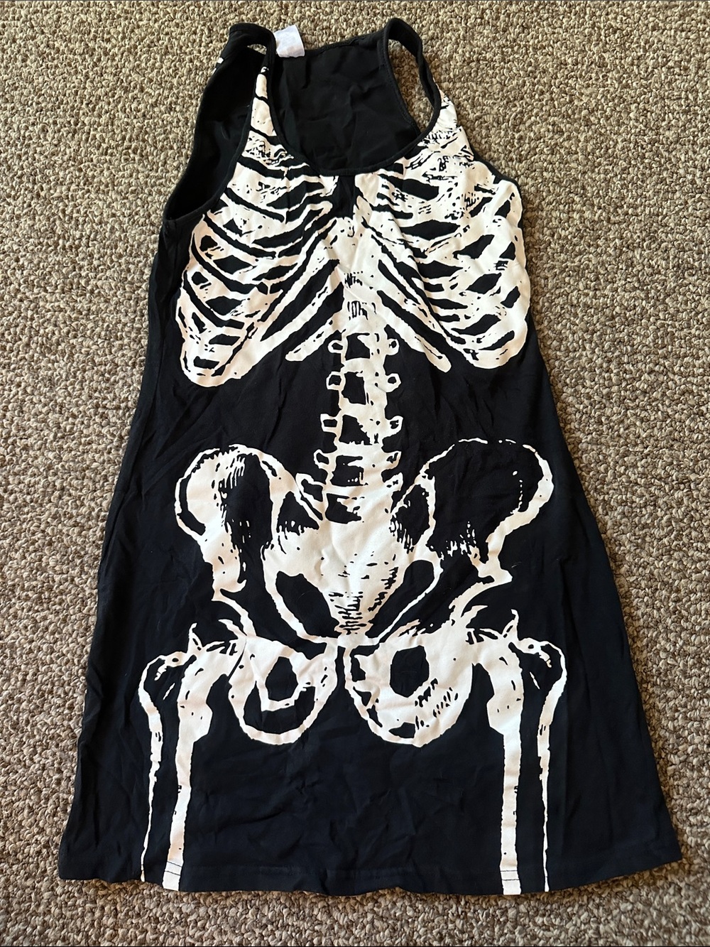 Spirit Black and White Skeleton Print Midi Dress